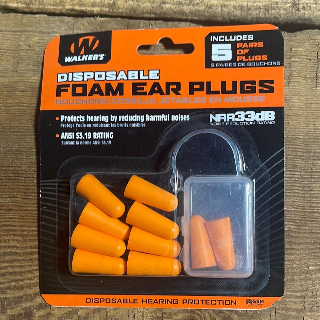 Walkers Disposable Foam Ear Plugs 5 Pairs
