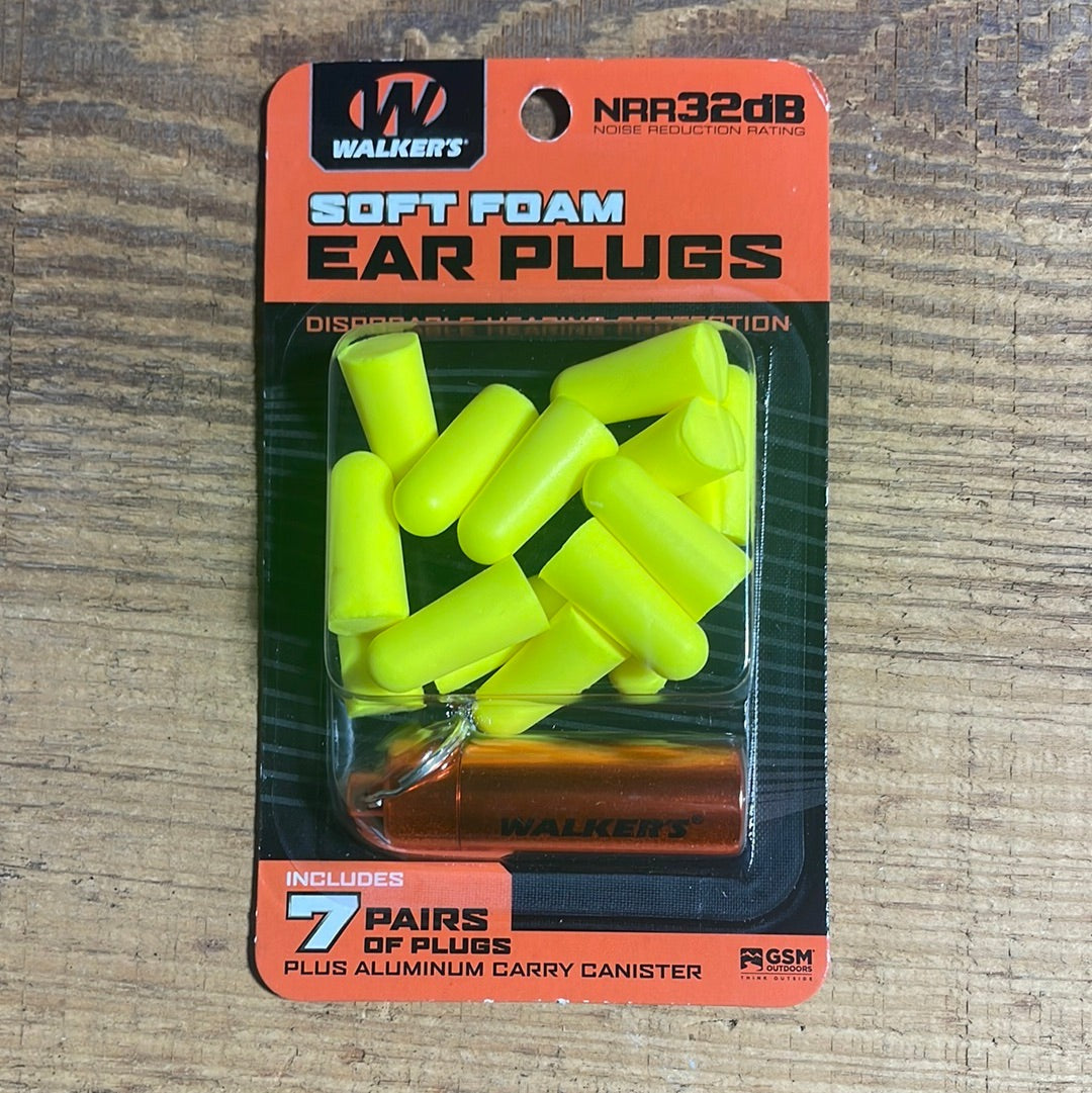 Walkers Soft Foam Ear Plugs- 7 Count Yellow