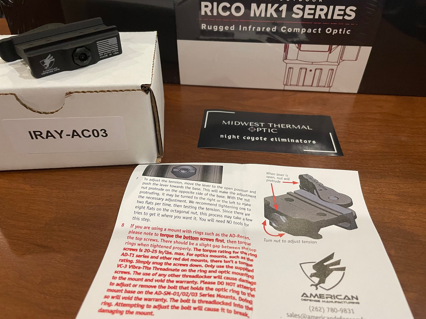 InfiRay Outdoor USA ADM American Defense Quick Release Mount Rico MK1, RH50R, RL42R, H75R, GL Series Models