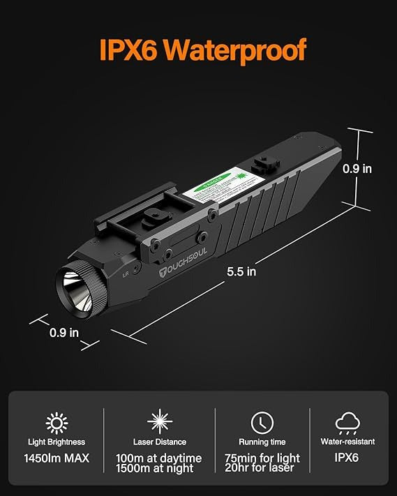 TOUGHSOUL Tactical Flashlight with Blue Laser Sight Combo (Blue)