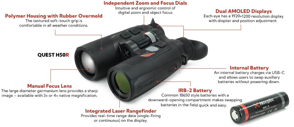 Nocpix Quest H50R Rangefinding Thermal Binocular 640 LRF 50 MM