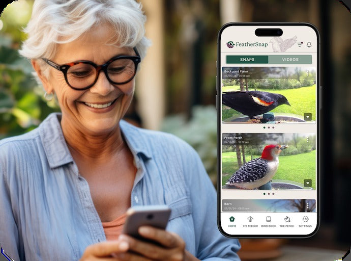 Feather Snap Smart, Solar-Powered Bird Feeder W/ AI Species Recognition