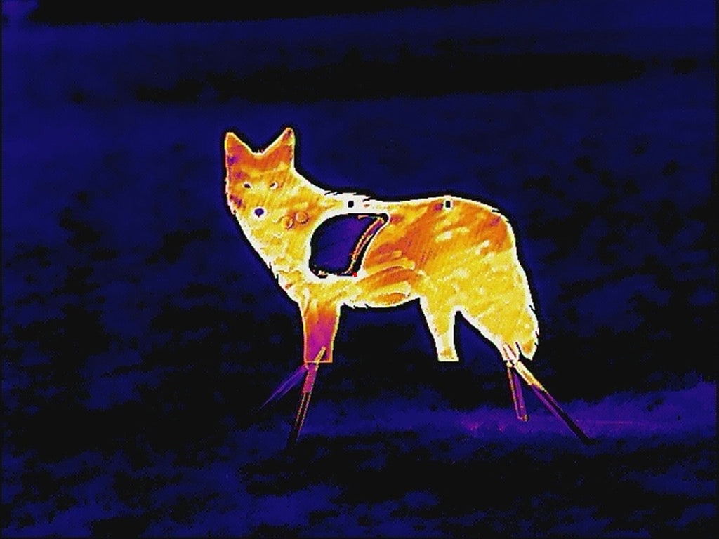 Life Size SR500 Coyote Steel Target with Reactive Vital & Legs - Side Profile