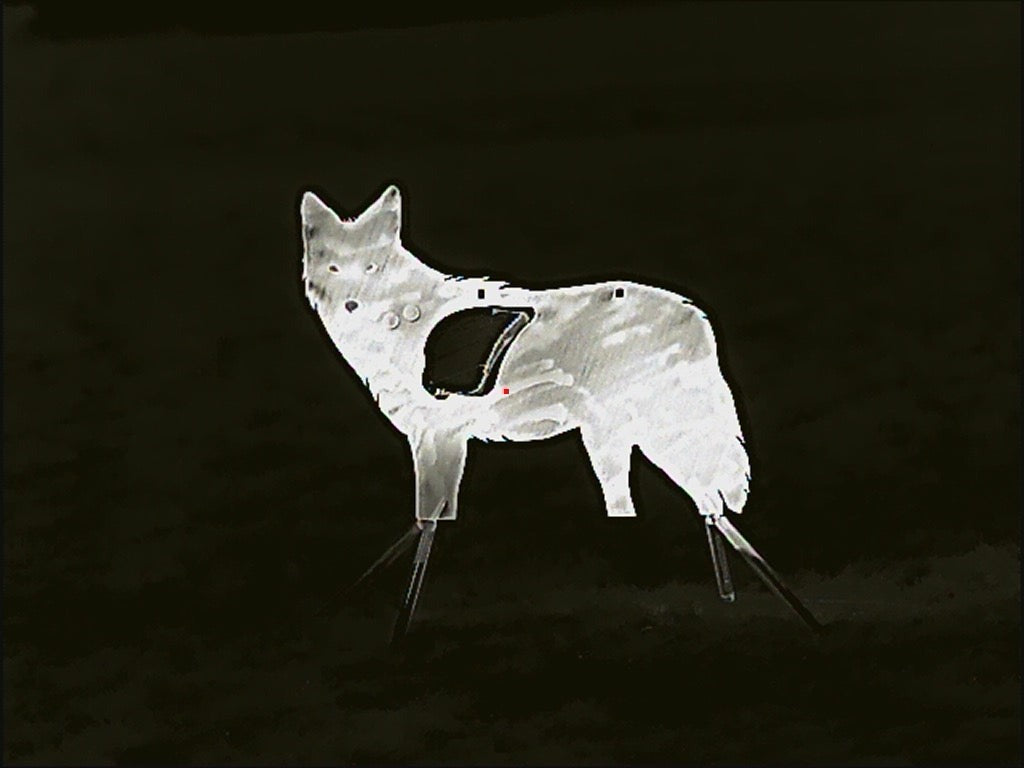 Life Size SR500 Coyote Steel Target with Reactive Vital & Legs - Side Profile
